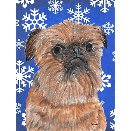 Carolines Treasures Brussels Griffon Blue Snowflake Winter Flag Canvas House Size SC9600CHF
